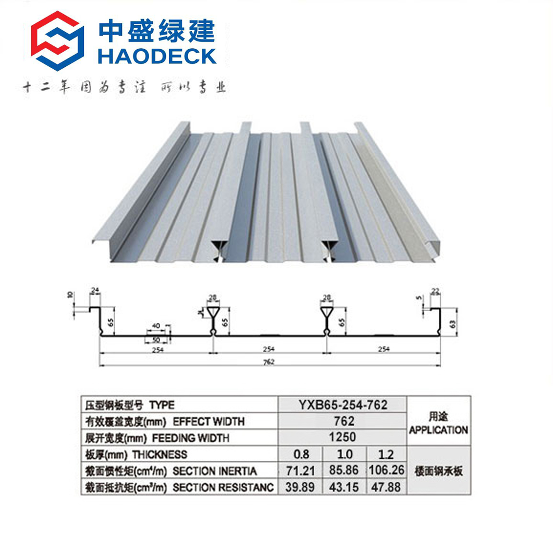 YXB65-254-762型闭口楼承板
